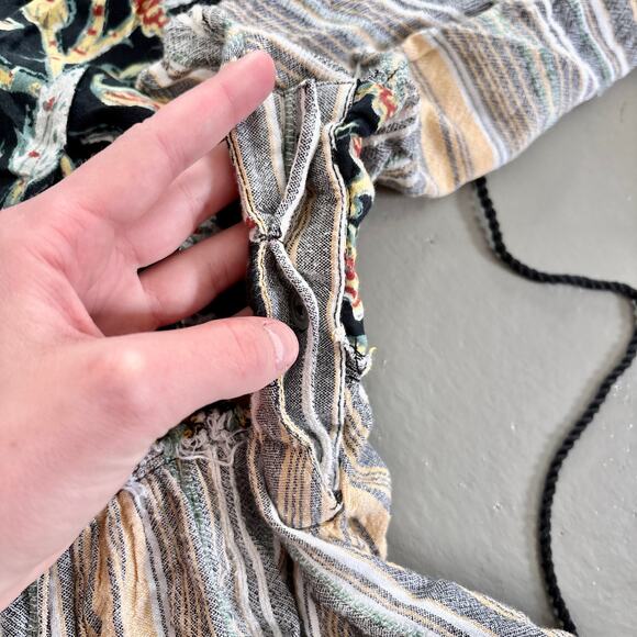 Free People Under the Sun Tunic Top Mini Dress Size Small Floral Striped - Picture 16 of 16